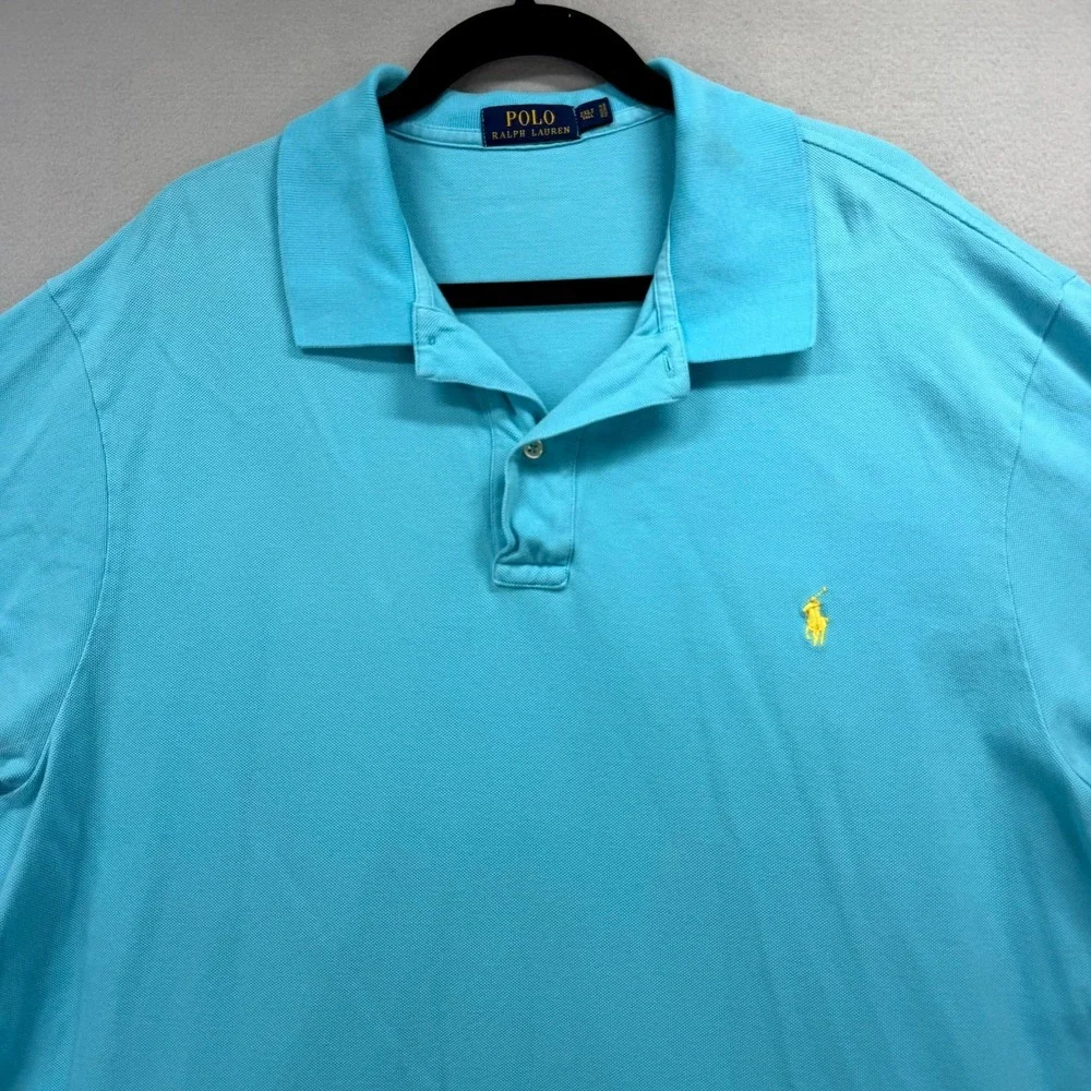 Polo Ralph Lauren Polo Shirt Mens Tall 2XL Turquoise Blue‎ Pony Logo Performance